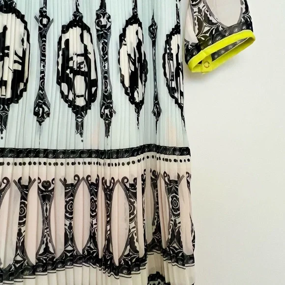 TED BAKER Tea for Two Cameo Silhouette Print Pleat Skirt Dress - Size 3 - Picture 7 of 9